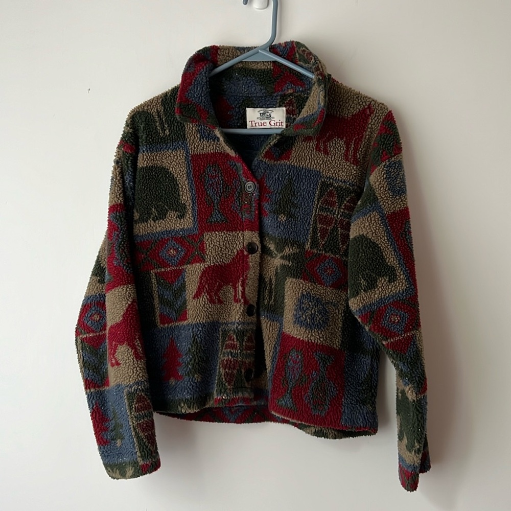 Size Small, True Grit Fleece. rural, camping, fishing. button up.